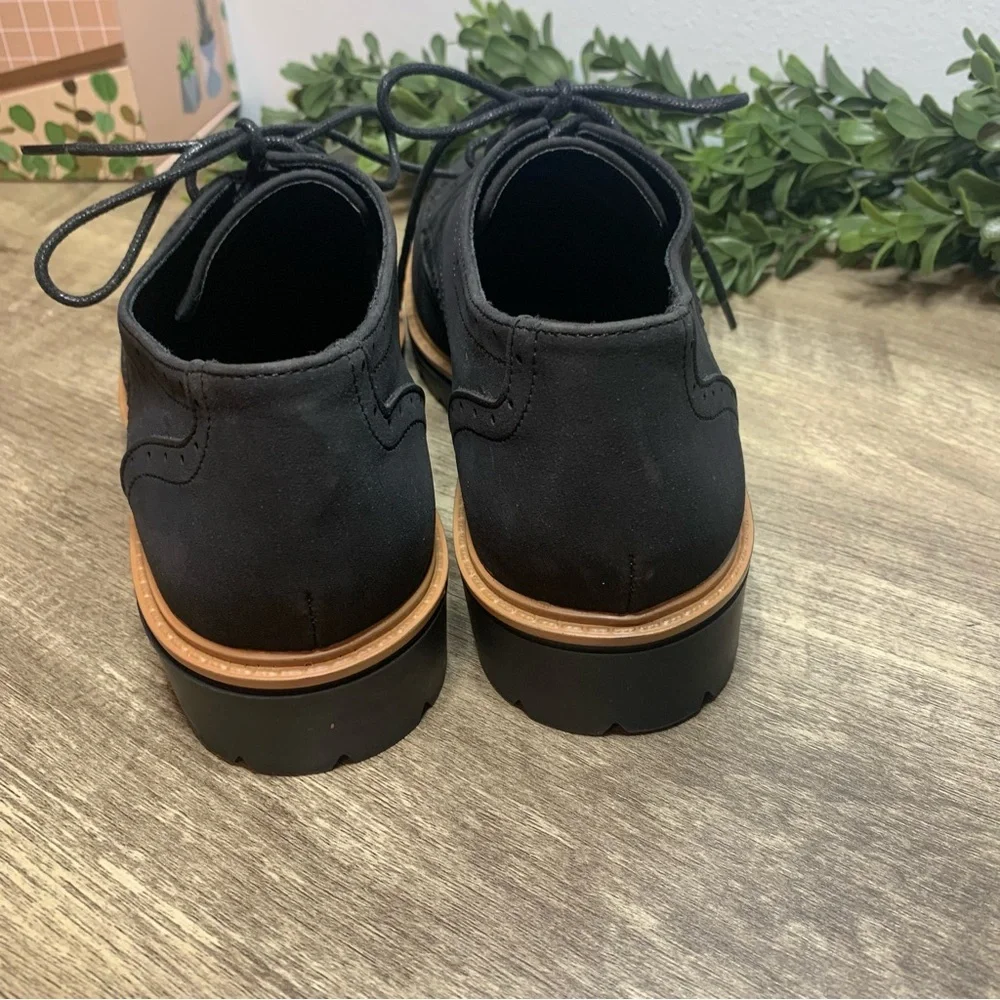 CLAUDIYA OXFORD LOAFER FLATS Ladies Size 9.5 Black Suede